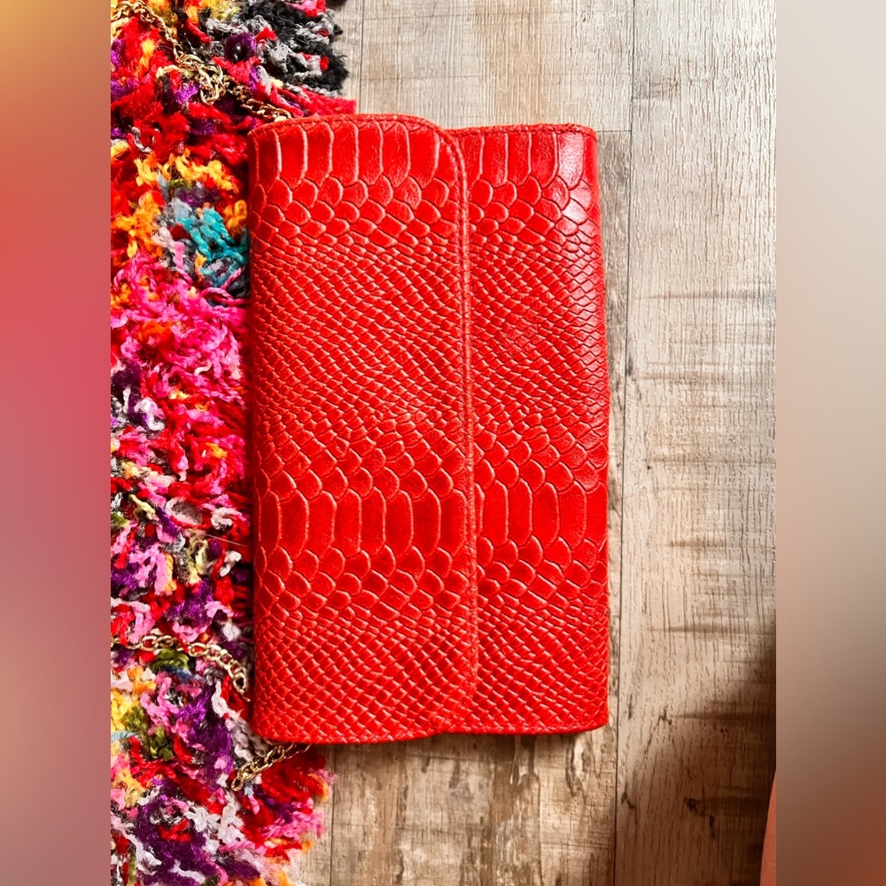 Red leather Crossbody clutch purchased in Italy